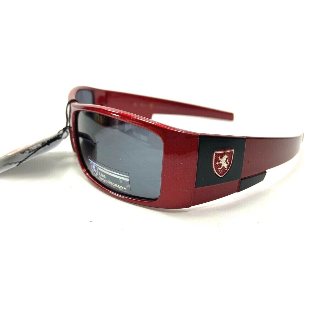 Khan Boys Red Plastic Sunglasses Sports Running Jogging Gray Lens NWTS